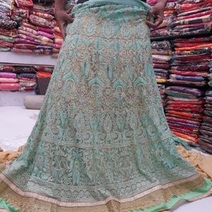 Custom Made in India unstitched Teal-Green Lehenga